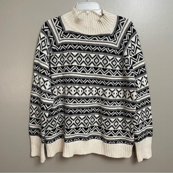 CHAPS Patterned Mock Neck Nordic Fair Isle Sweater 2XL cream - Picture 1 of 9